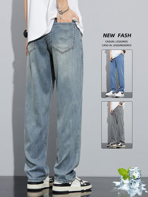 2024 Summer New Casual Ice Silk Straight Leg Loose Men's Jeans