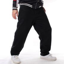 Men's Loose Denim Straight Leg Street Hip Hop Black Wide Leg Pants