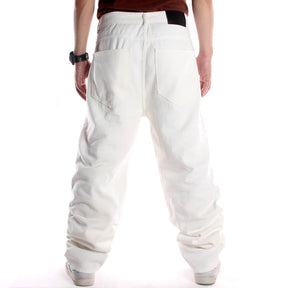 Men's Loose Denim Straight Leg Street Hip Hop Black Wide Leg Pants