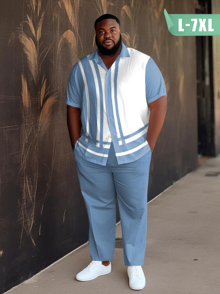 Stylish Retro Color Block Plus Size Men's Suit