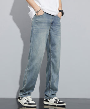 2024 Summer New Casual Ice Silk Straight Leg Loose Men's Jeans