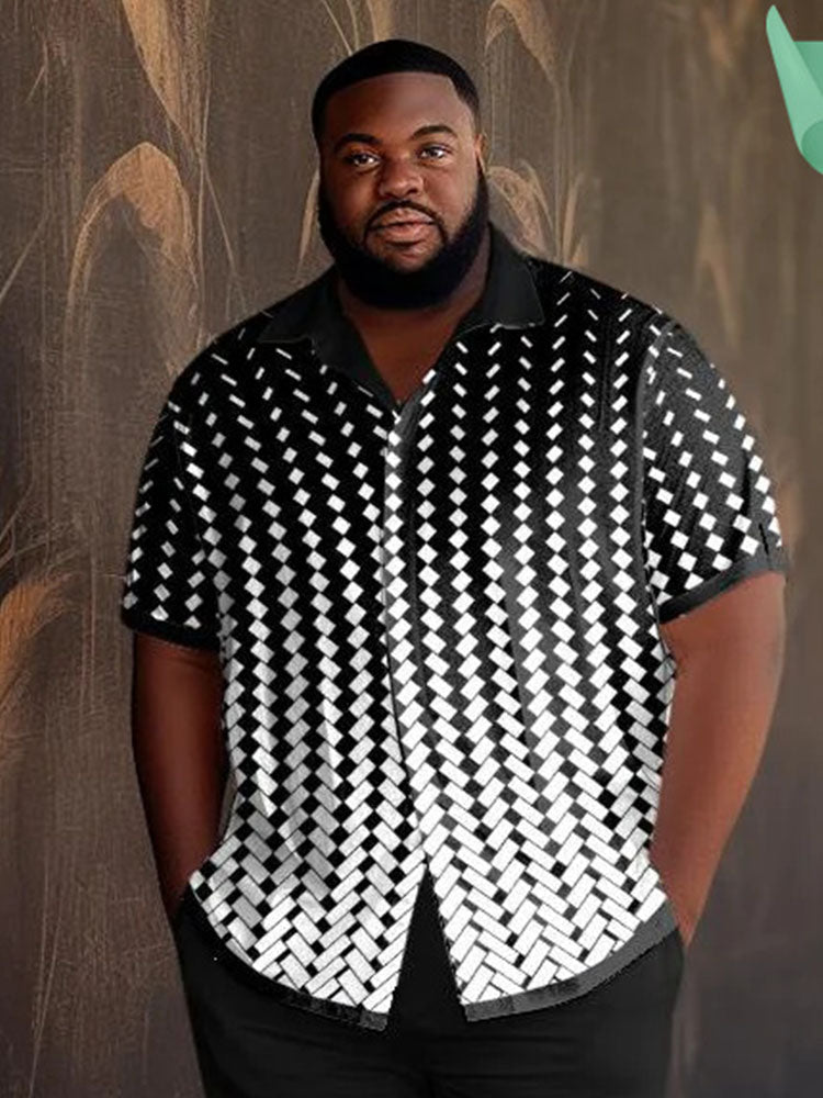 Men's Plus Size Geometric Print Polo Shirt and Shorts