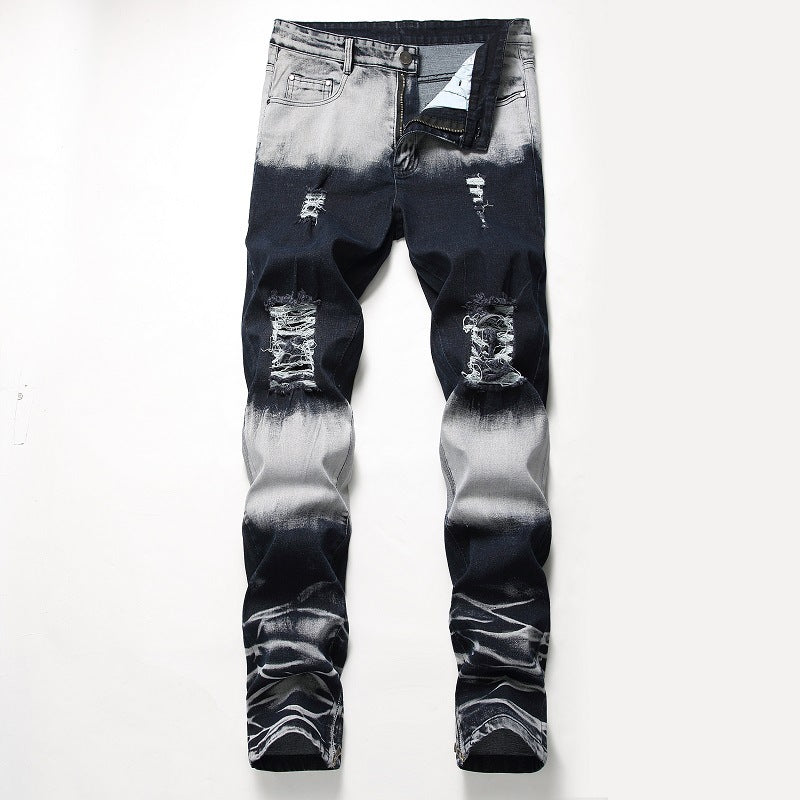 Fashion Ripped Jeans Men's Stretch Denim Pants