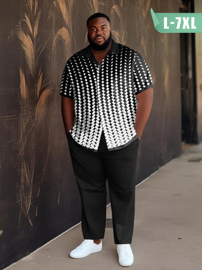 Men's Plus Size Geometric Print Polo Shirt and Shorts