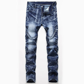 Mens Casual Jeans Washed Biker Pants Denim Trousers