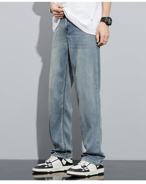 2024 Summer New Casual Ice Silk Straight Leg Loose Men's Jeans