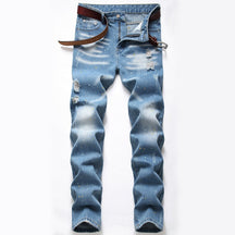 Light Blue Ripped Jeans Trendy Men's Pants