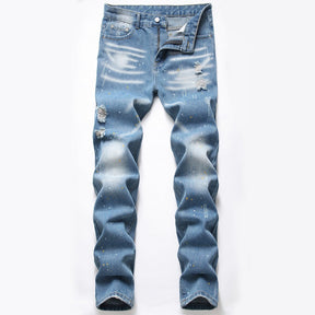 Light Blue Ripped Jeans Trendy Men's Pants