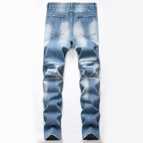 Light Blue Ripped Jeans Trendy Men's Pants