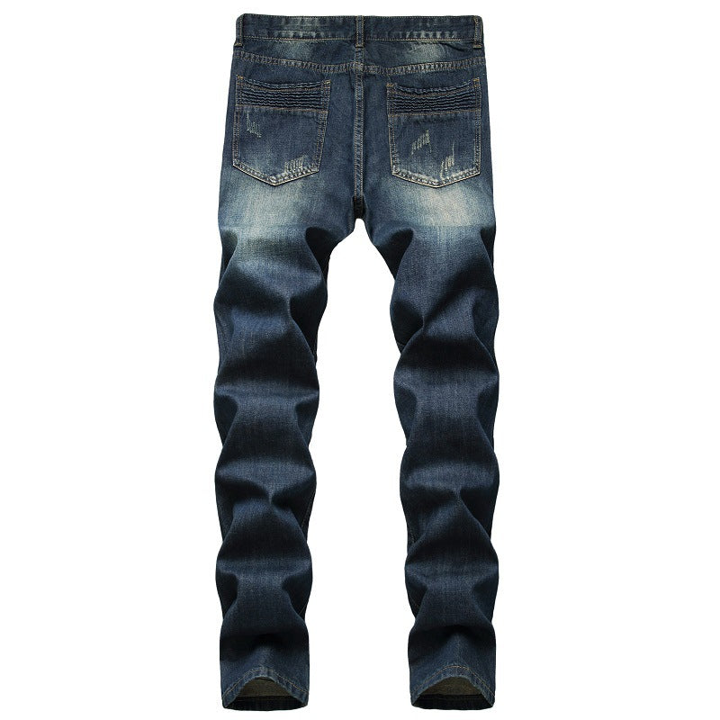 Retro Men's Jeans Fashion Trend Ripped Pants