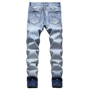 Men's Ripped Jeans Personalized Light-colored Pants