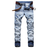 Men's Ripped Jeans Personalized Light-colored Pants