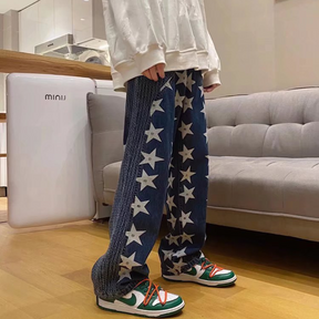 Hip Hop Stars Woven Panel Jeans