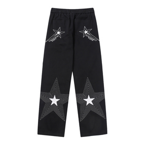 American Plain Star Embroidery Straight Jeans