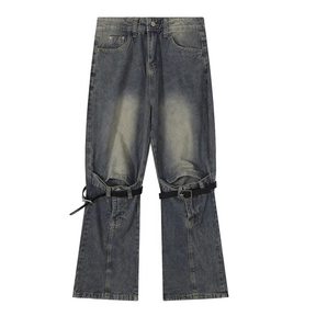 Urban Lace-Up Panel Baggy Jeans