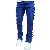 American Fashion Solid Color Patch Denim Jeans