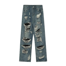 American high street holes design loose straight Jeans