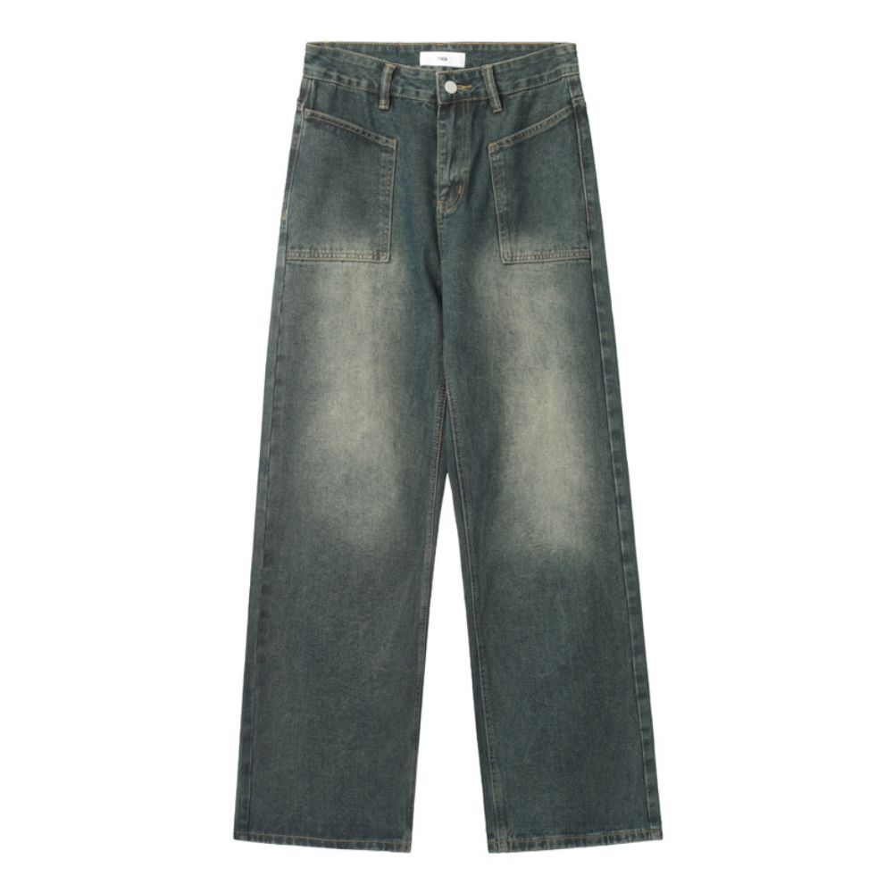 Retro Gradient Washed Straight Leg Jeans