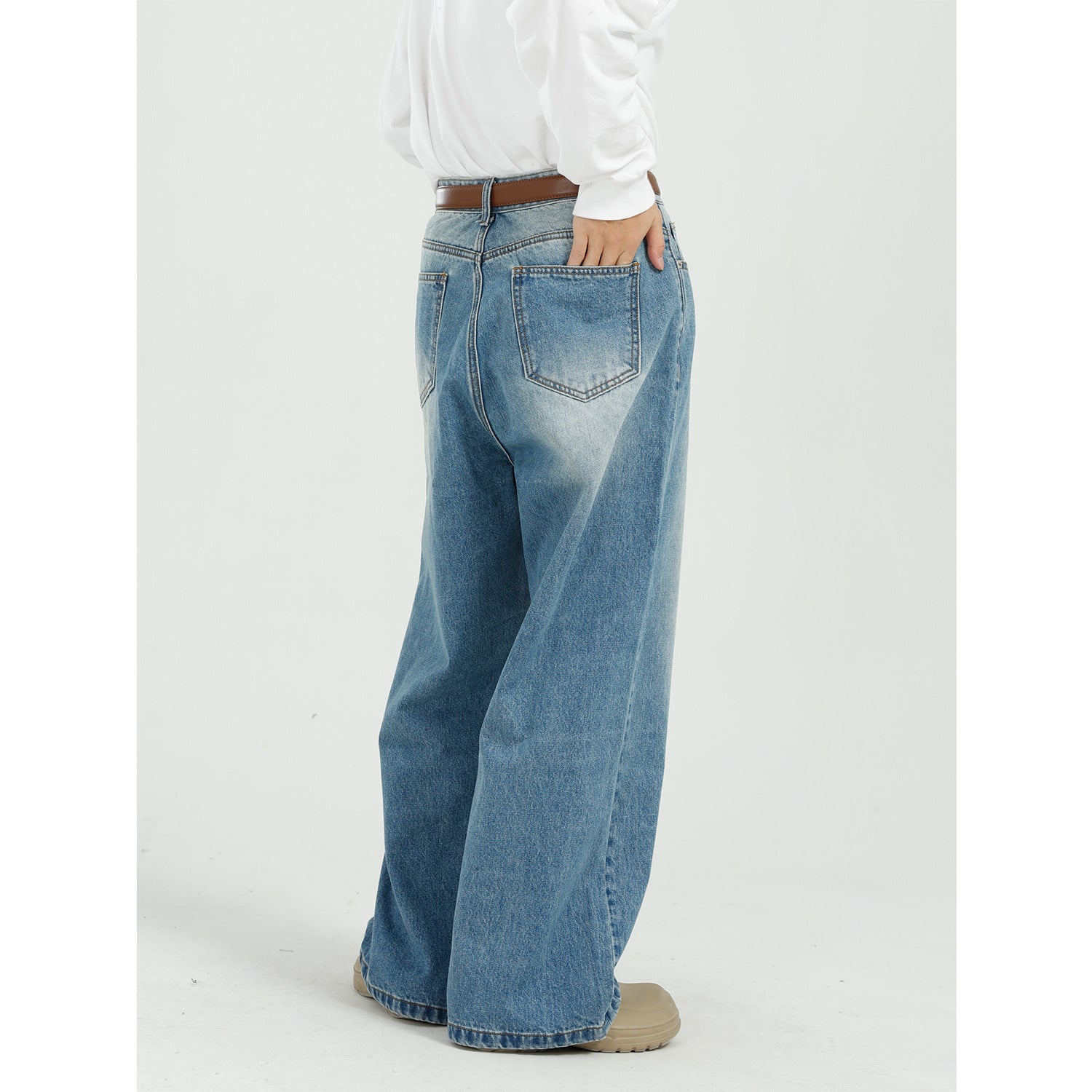 New Loose And Versatile Blue Straight Wide Leg Jeans For Men