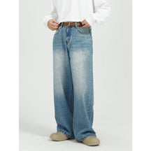 New Loose And Versatile Blue Straight Wide Leg Jeans For Men