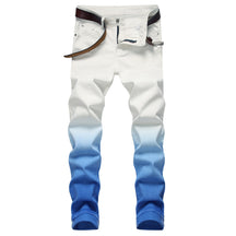 Men's High Street Street Fashion Suspender Blue Stretch Slim Fit Skinny Jeans