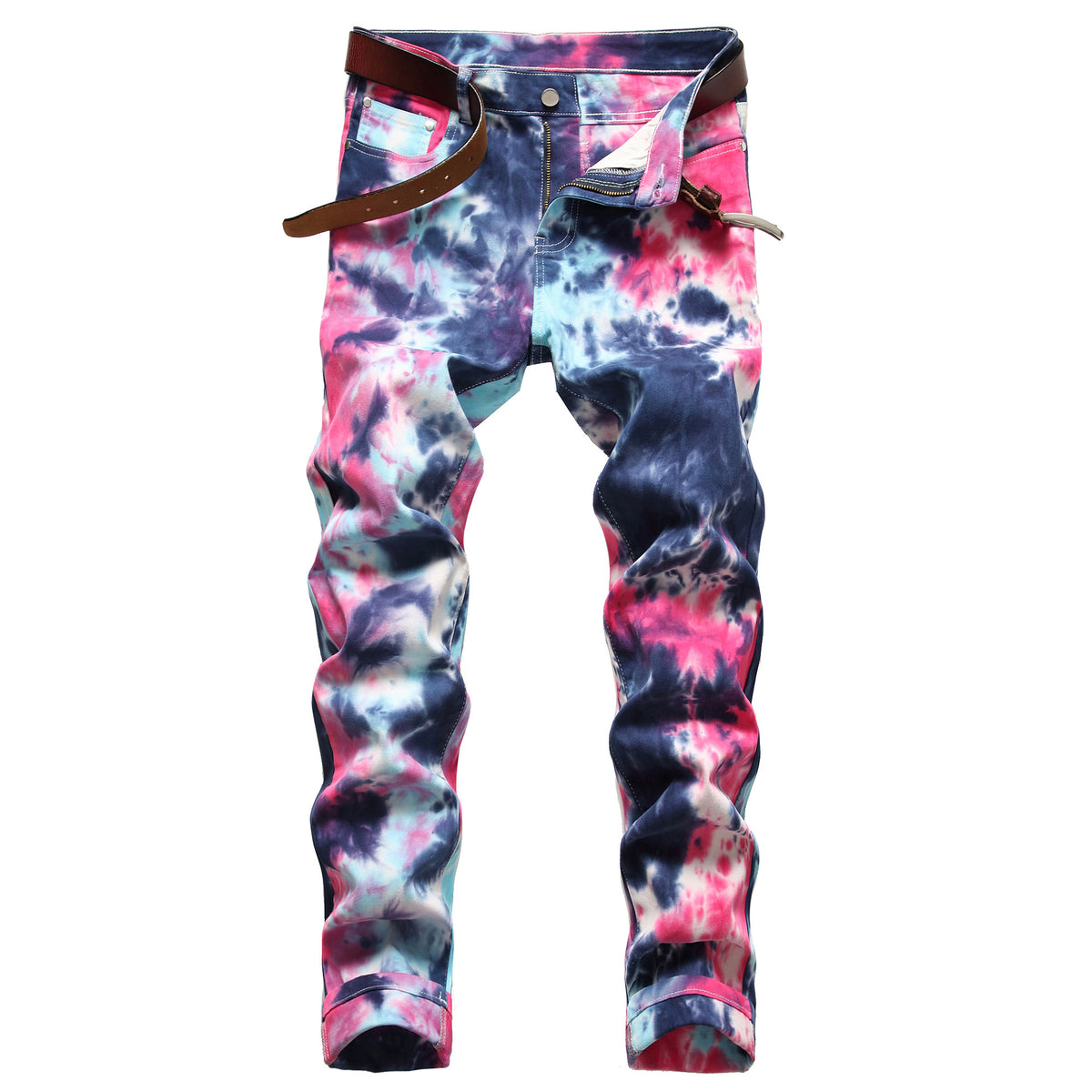 Men's High Street Fashionable Tie Dye Stretch Straight Jeans