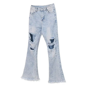 High Street Boot Cut Frayed Jeans