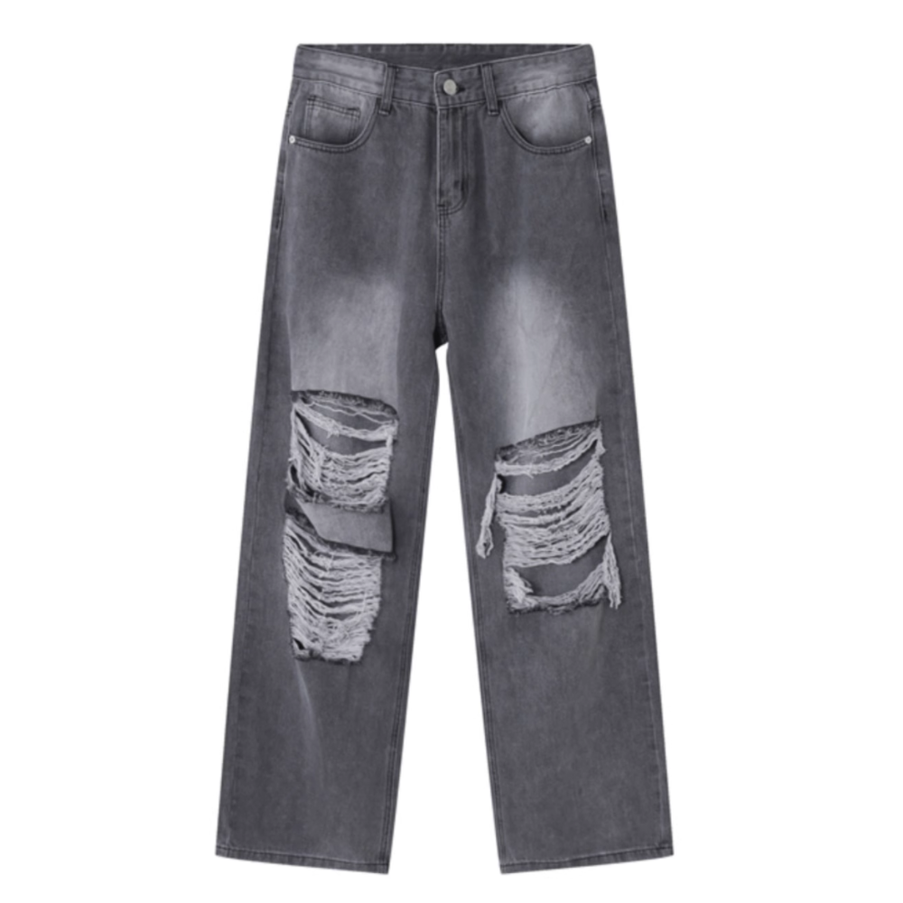 High Street Loose Ripped Straight Jeans