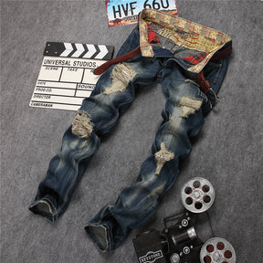 Men's Vintage Ripped Jeans Trendy Pants