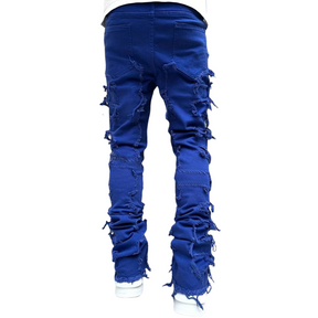 American Fashion Solid Color Patch Denim Jeans