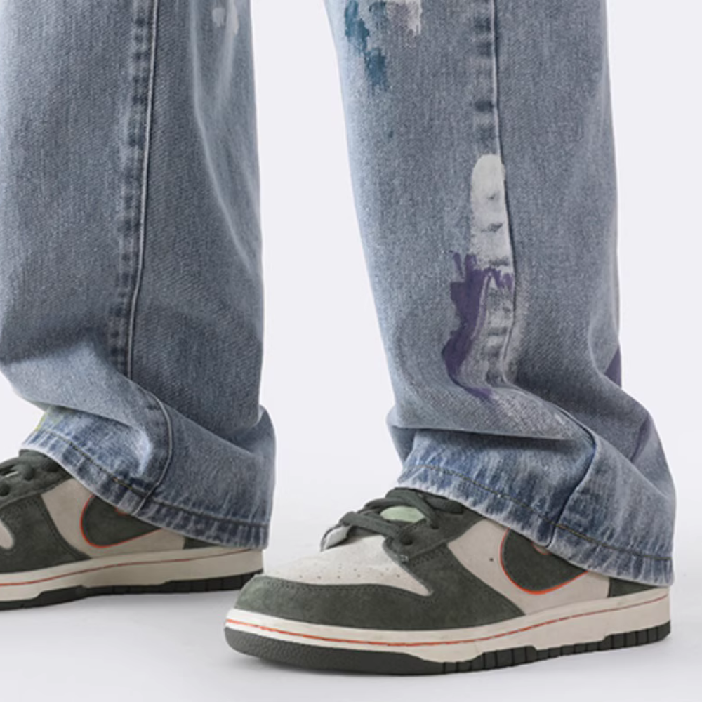 High Street Graffiti Ripped Denim Jeans