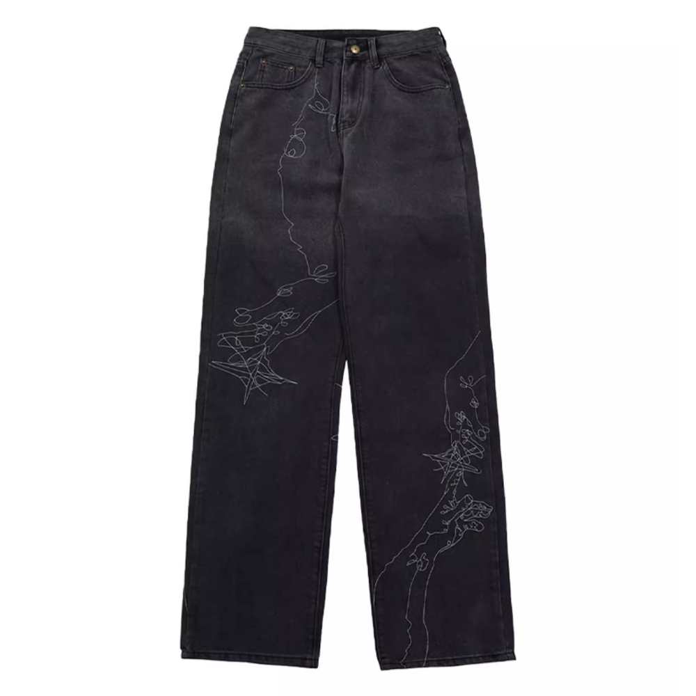 High Street Embroidered Jeans