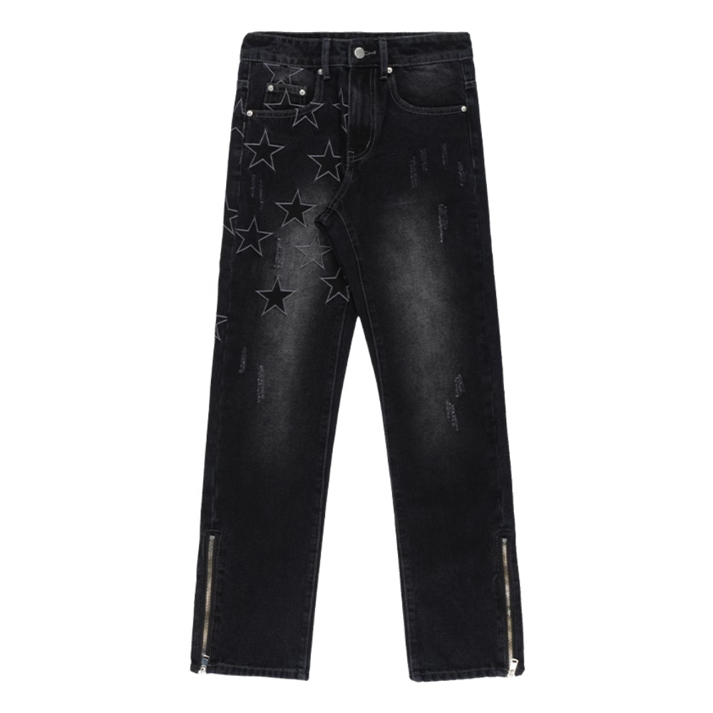 Urban Star Embroidered Slit Jeans