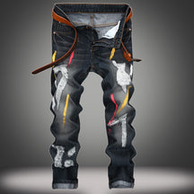 Men's Jeans Printed Hip Hop Ripped Pants