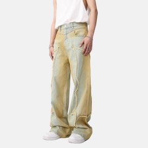 High Street Tie Dye Patchwork Jeans