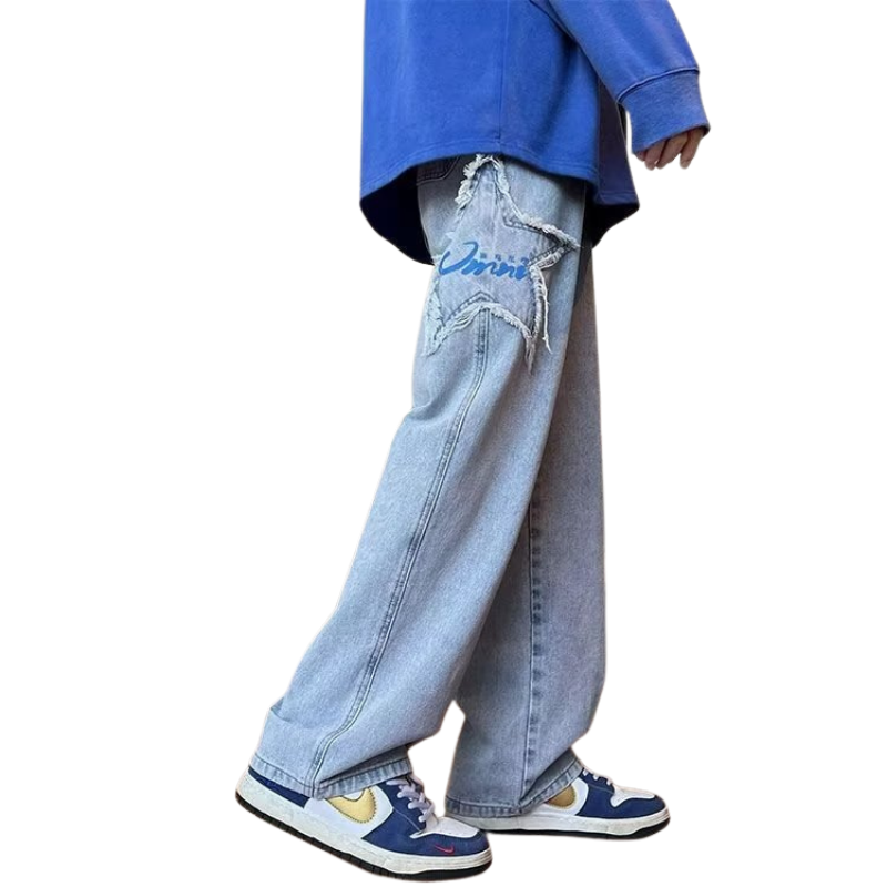 Street Star Patchwork Baggy Jeans