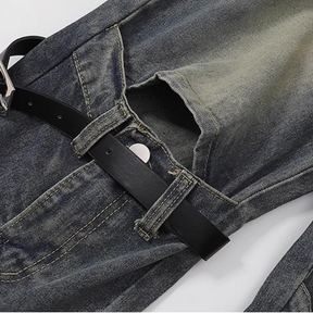 Urban Lace-Up Panel Baggy Jeans