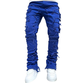 American Fashion Solid Color Patch Denim Jeans