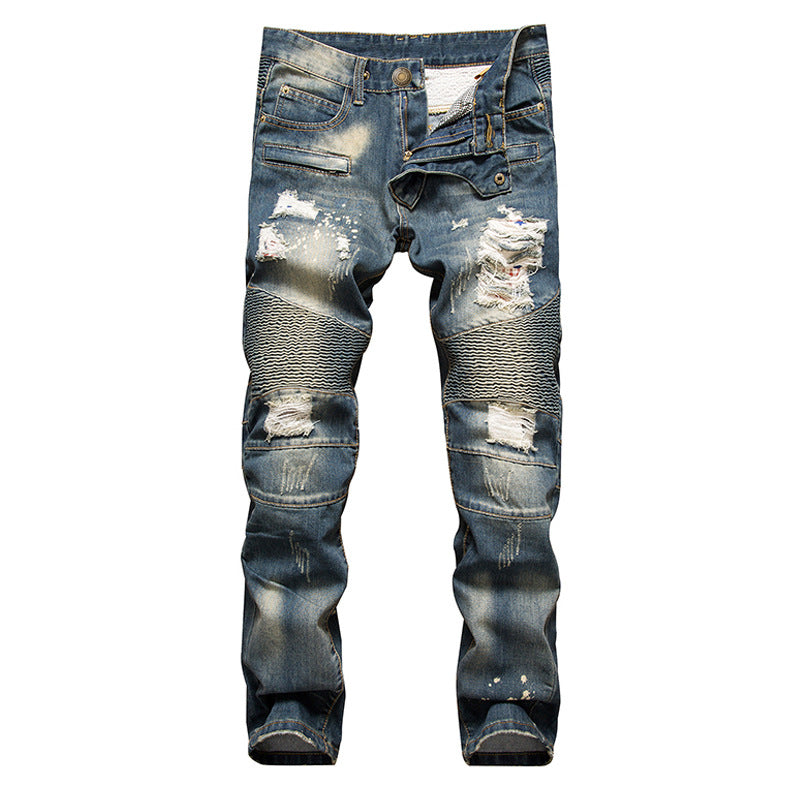 Men's Biker Jeans Skinny  Distressed Ripped Denim Pants