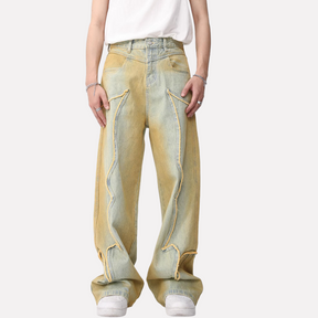 High Street Tie Dye Patchwork Jeans