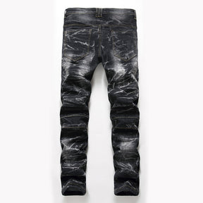 Mens Skinny Pants Distressed Slim Elastic Biker Jeans