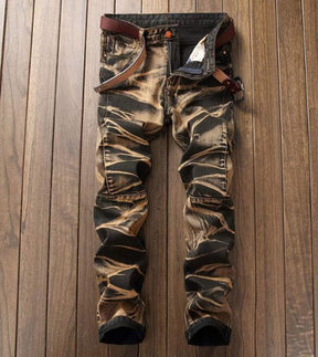 Men's Long Jeans Denim Vintage Water Wash Trousers