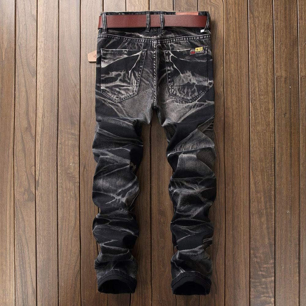 Men's Long Jeans Denim Vintage Water Wash Trousers