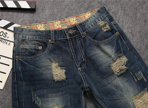 Men's Vintage Ripped Jeans Trendy Pants