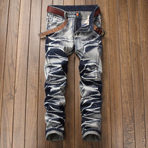 Men's Long Jeans Denim Vintage Water Wash Trousers