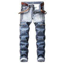 Men's Streetwear Pleated Ripped Biker Jeans