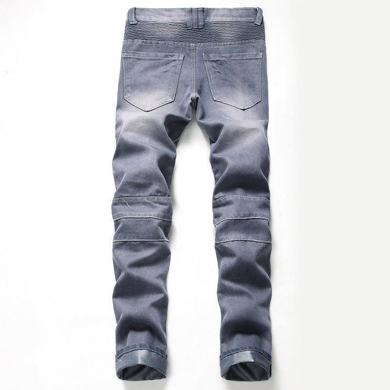 Distressed Motorcycle Jeans Statement Trousers