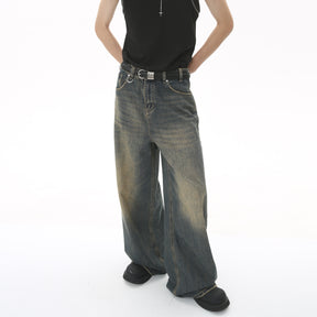 New Vintage Distressed Loose Wide-Leg Floor-Length Jeans