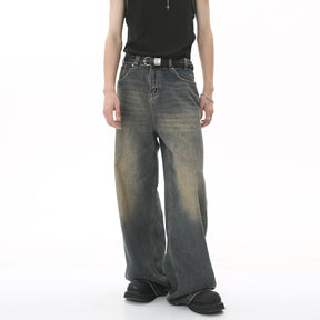 New Vintage Distressed Loose Wide-Leg Floor-Length Jeans