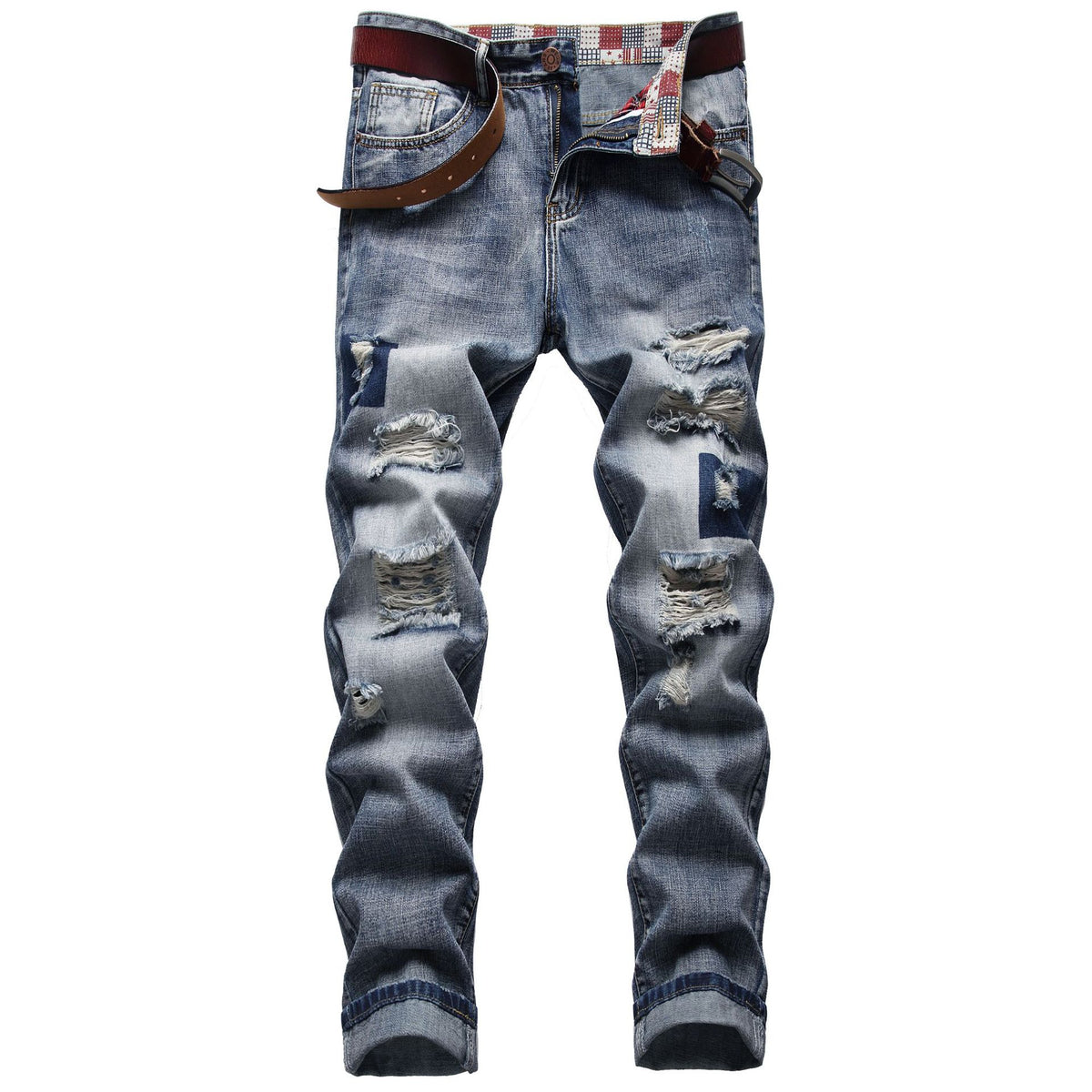 New Style Ripped Men's Personalized Trendy Retro Slim High Street Jeans